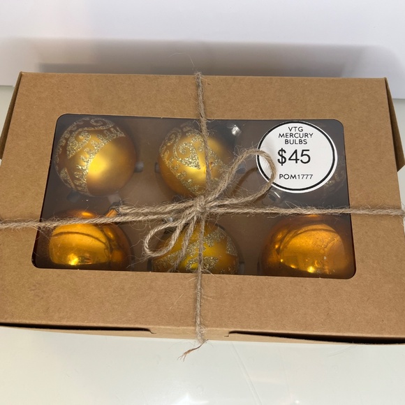 1950s Poland Bronze Mercury Glass Christmas Tree Ornaments Vintage Set of 6 - Picture 2 of 15